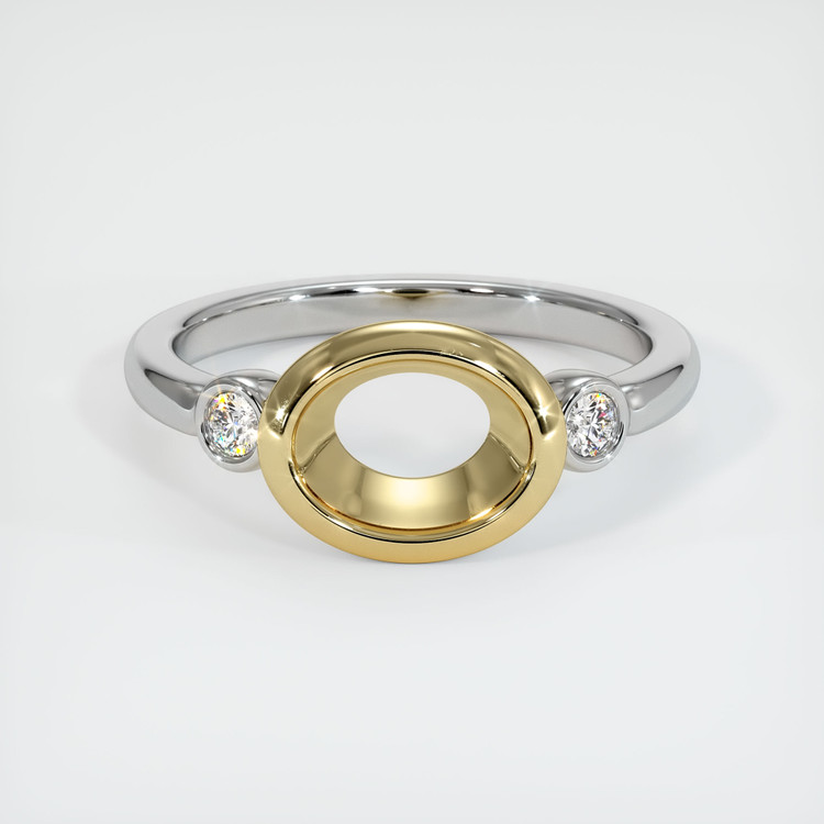 14K Yellow & White Three Stone Ring Setting