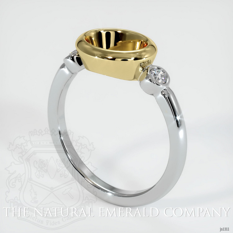 18K Yellow & White Three Stone Ring Setting