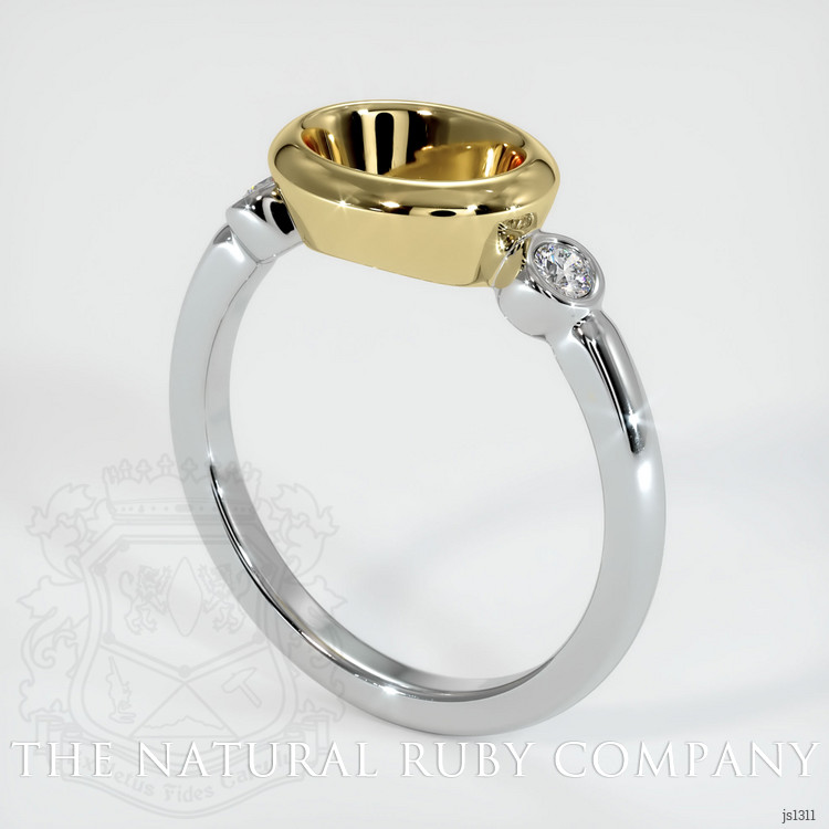 18K Yellow & White Three Stone Ring Setting