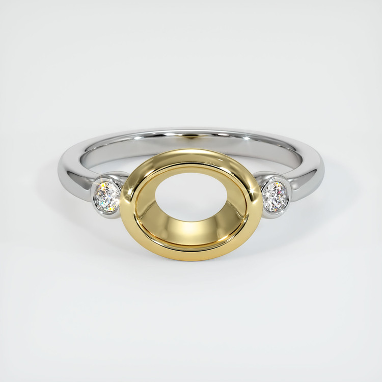 18K Yellow & White Three Stone Ring Setting
