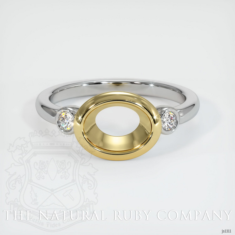 18K Yellow & White Three Stone Ring Setting