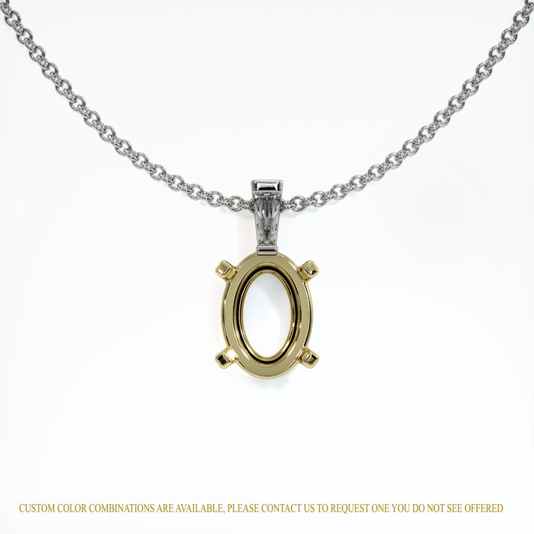 14K Yellow & White Accent Stones Pendant Setting