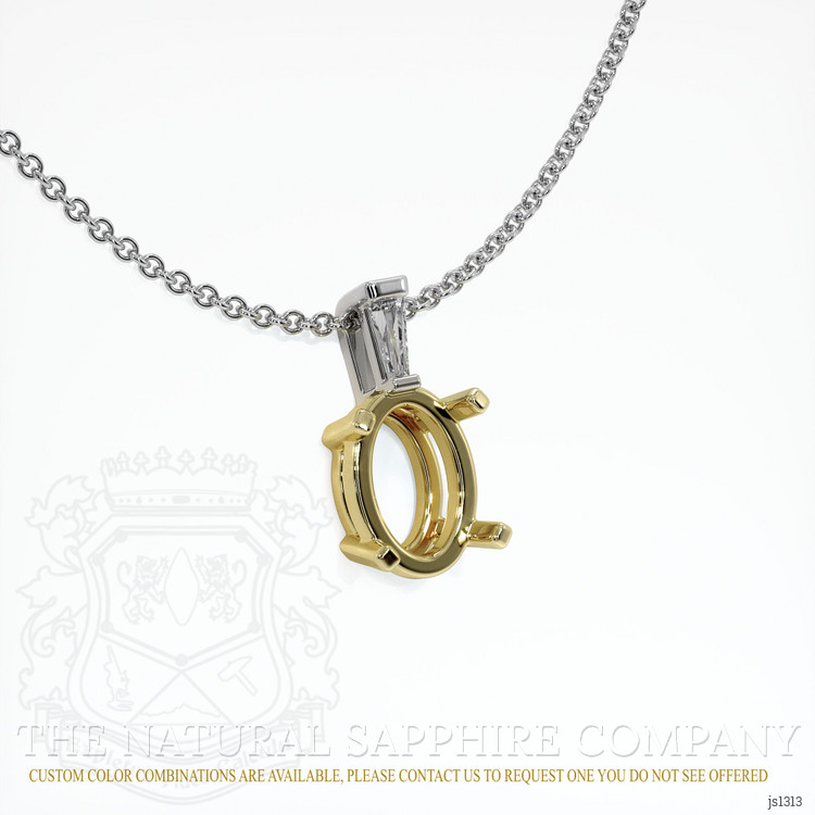 14K Yellow & White Accent Stones Pendant Setting