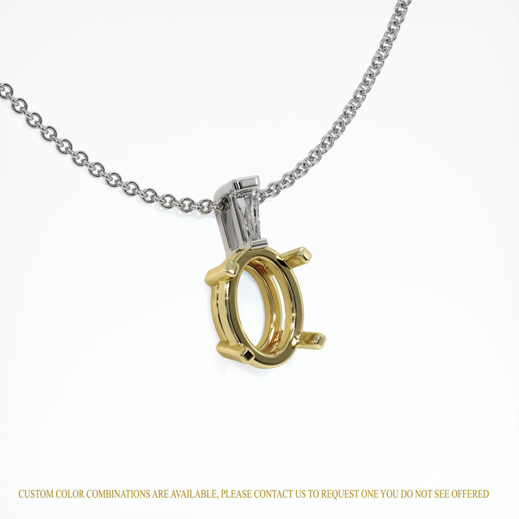 14K Yellow & White Accent Stones Pendant Setting