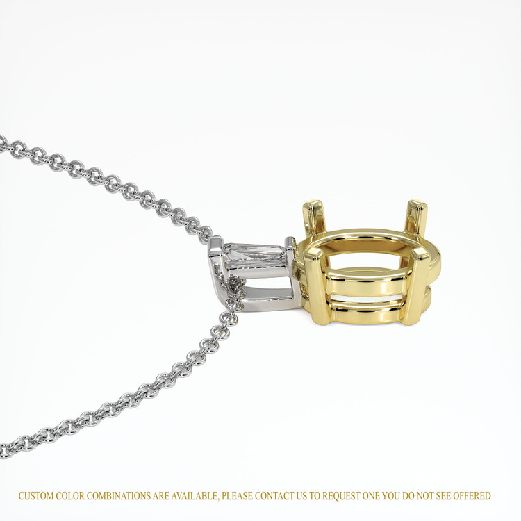 14K Yellow & White Accent Stones Pendant Setting