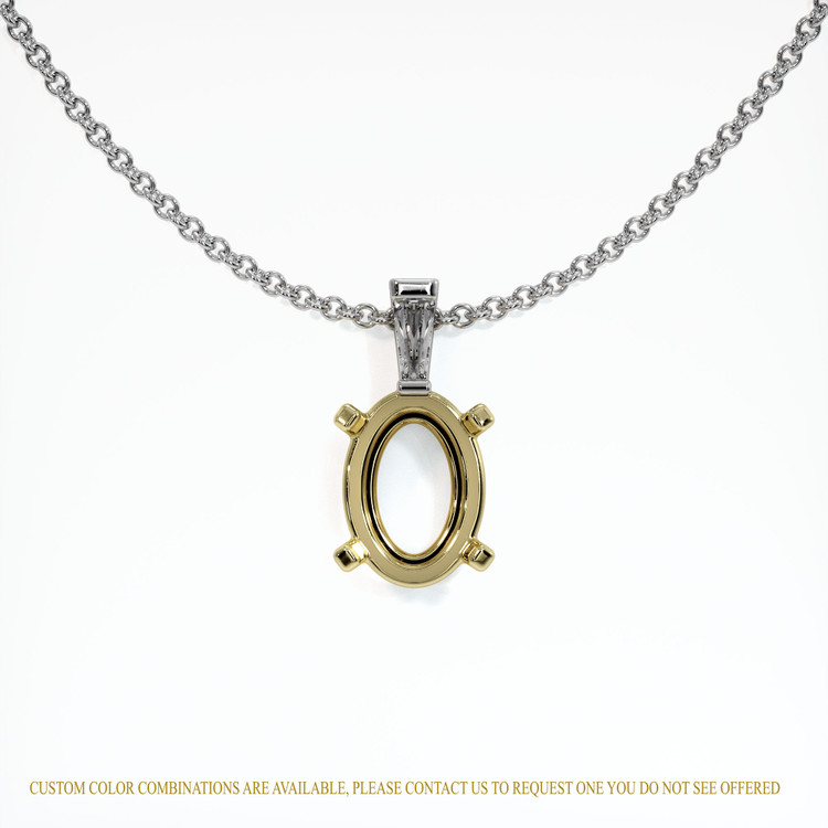 18K Yellow & White Accent Stones Pendant Setting