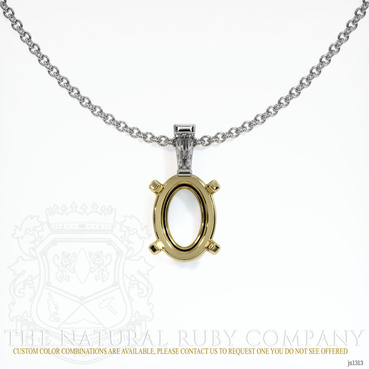 18K Yellow & White Accent Stones Pendant Setting