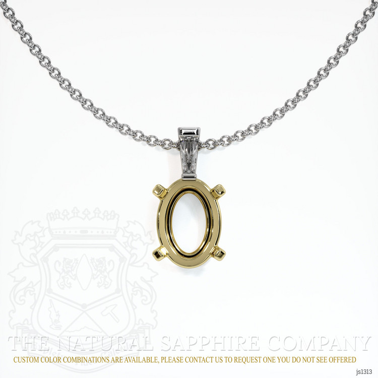 18K Yellow & White Accent Stones Pendant Setting