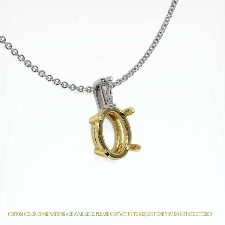 18K Yellow & White Accent Stones Pendant Setting