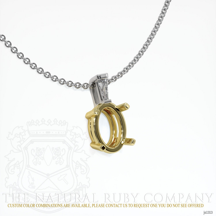 18K Yellow & White Accent Stones Pendant Setting