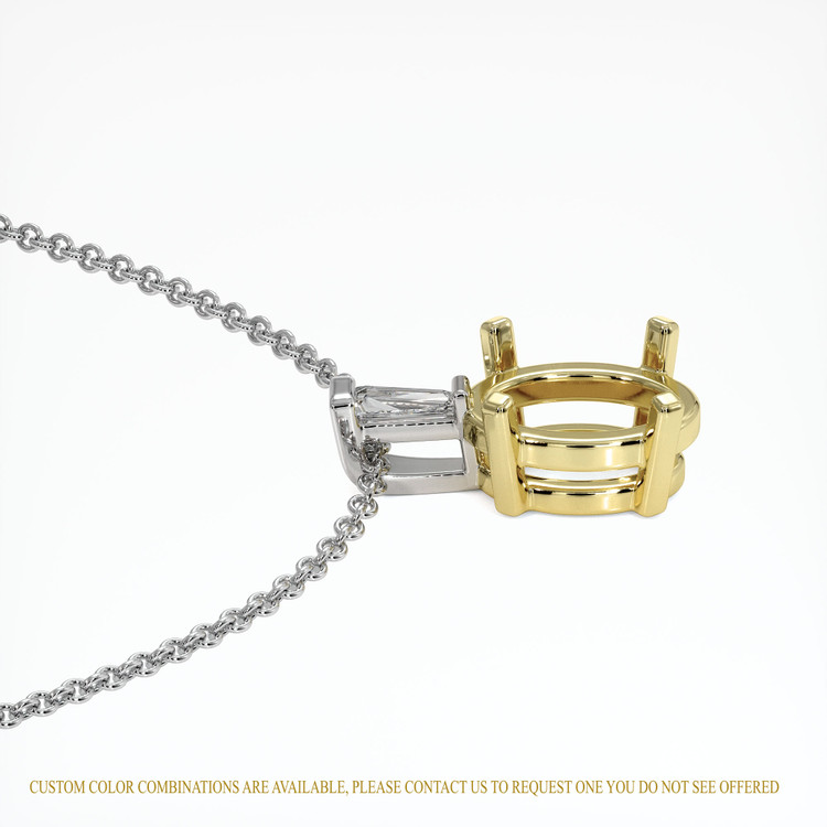 18K Yellow & White Accent Stones Pendant Setting