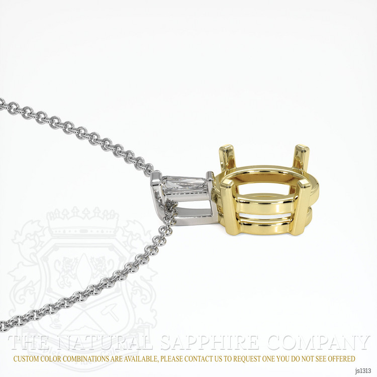 18K Yellow & White Accent Stones Pendant Setting