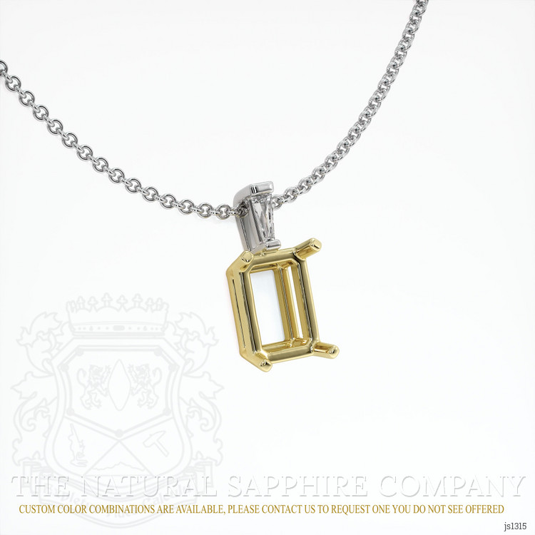 14K Yellow & White Accent Stones Pendant Setting