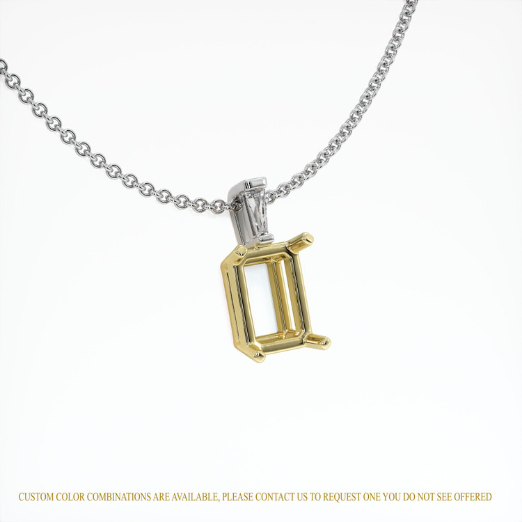 14K Yellow & White Accent Stones Pendant Setting