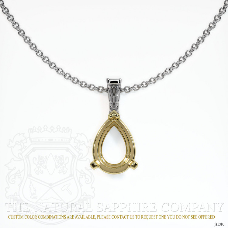 14K Yellow & White Accent Stones Pendant Setting