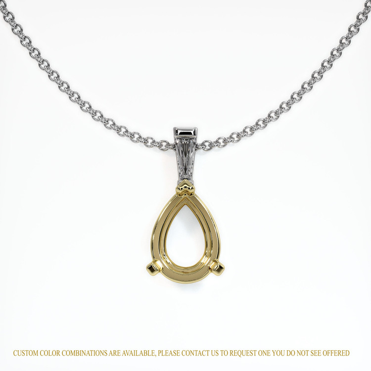 14K Yellow & White Accent Stones Pendant Setting