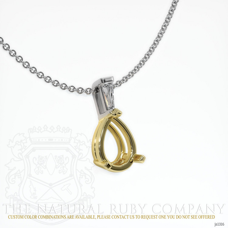 14K Yellow & White Accent Stones Pendant Setting