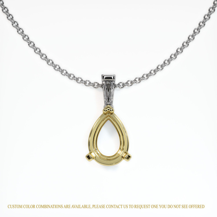 18K Yellow & White Accent Stones Pendant Setting