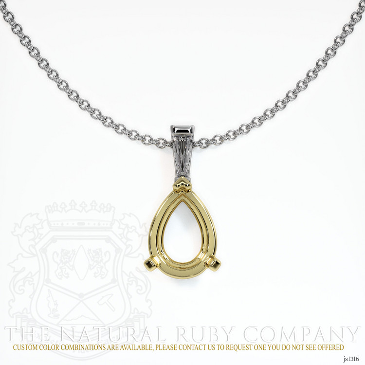 18K Yellow & White Accent Stones Pendant Setting