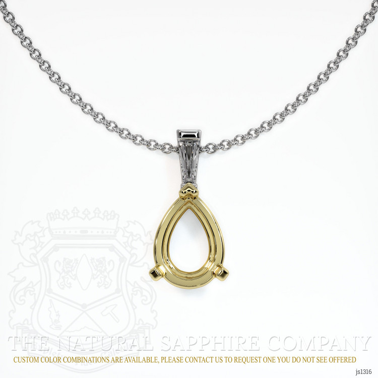 18K Yellow & White Accent Stones Pendant Setting