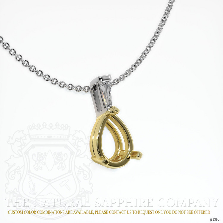 18K Yellow & White Accent Stones Pendant Setting
