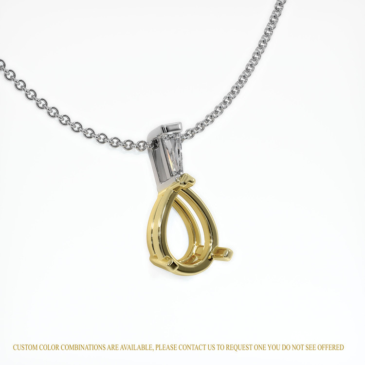 18K Yellow & White Accent Stones Pendant Setting