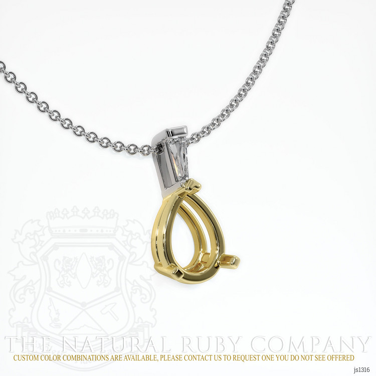 18K Yellow & White Accent Stones Pendant Setting