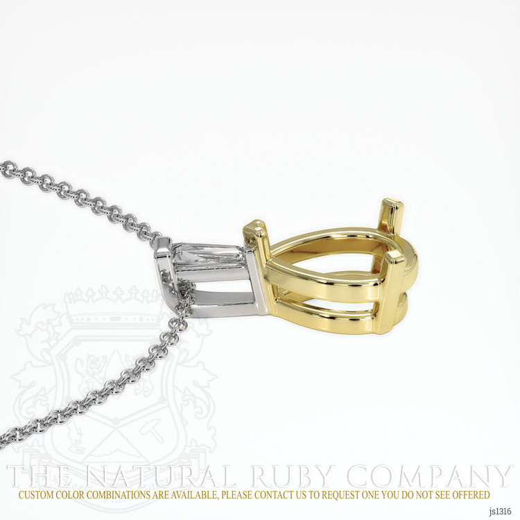 18K Yellow & White Accent Stones Pendant Setting