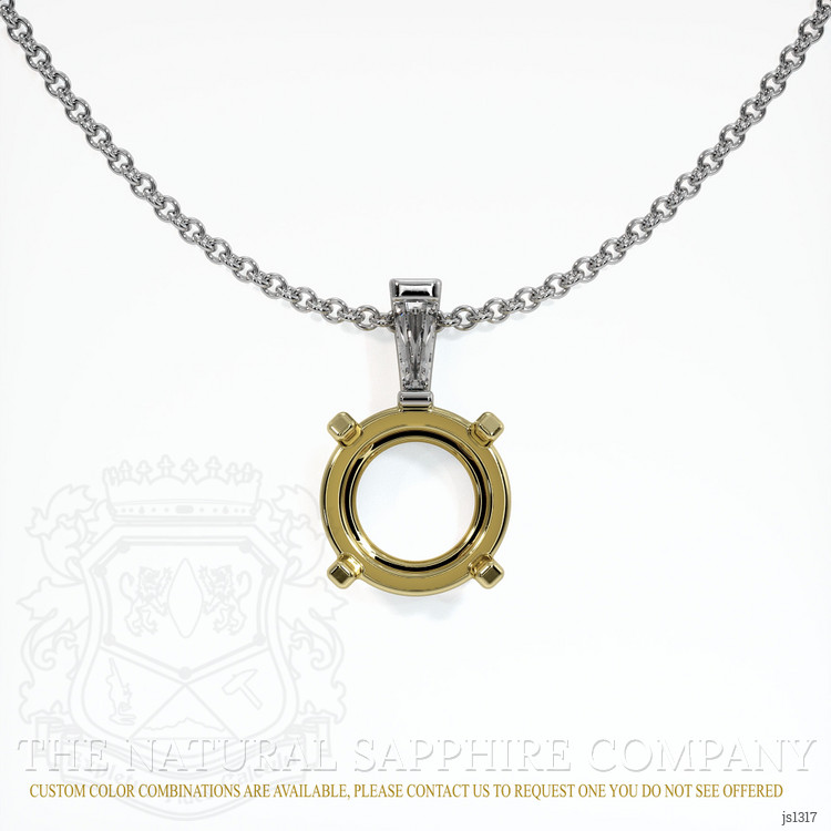 14K Yellow & White Accent Stones Pendant Setting