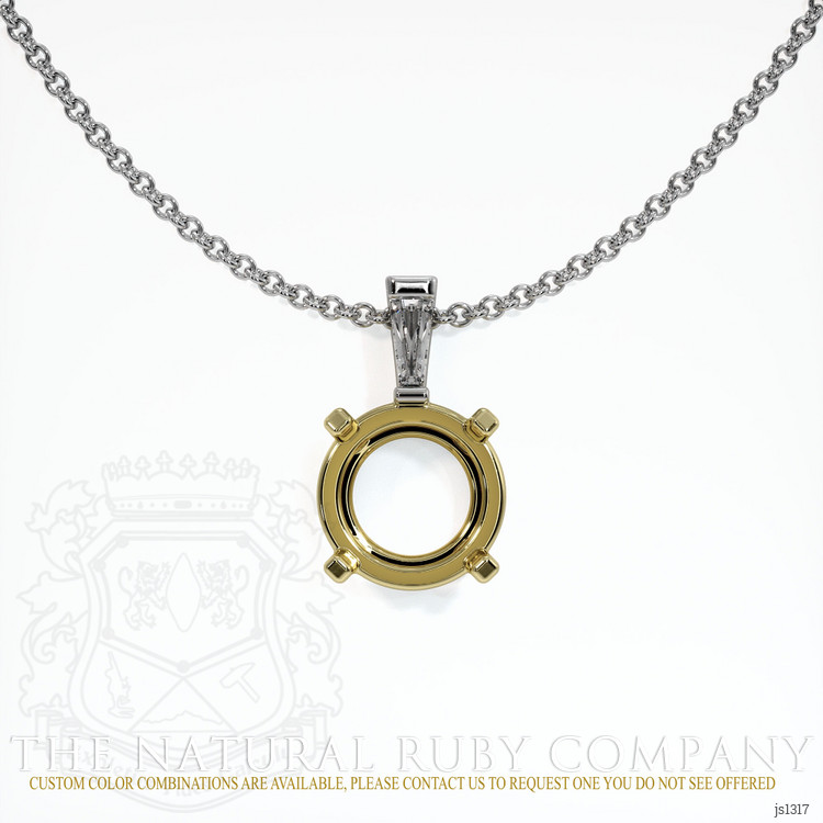 14K Yellow & White Accent Stones Pendant Setting