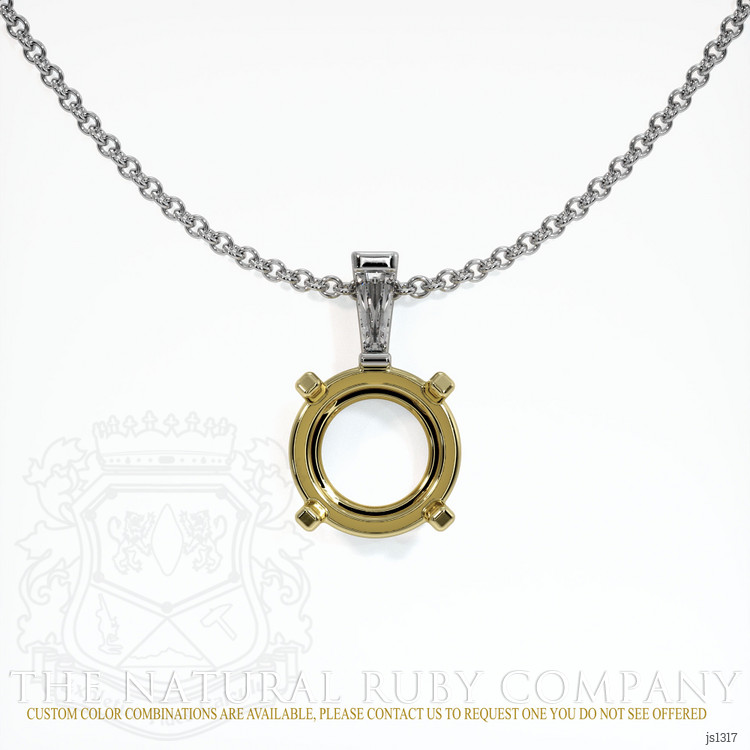 18K Yellow & White Accent Stones Pendant Setting