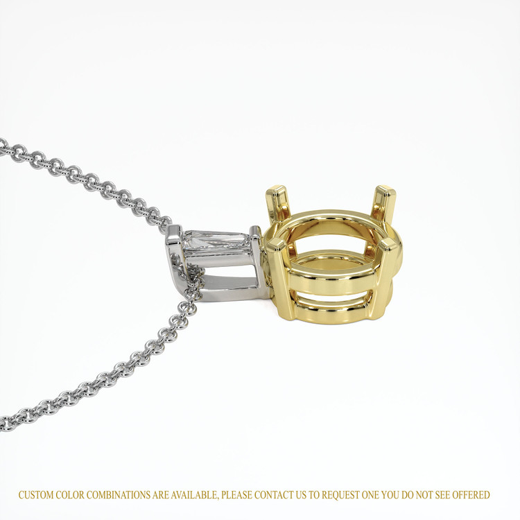 18K Yellow & White Accent Stones Pendant Setting