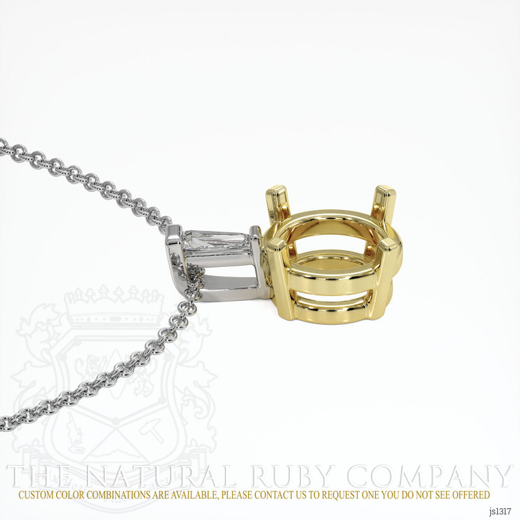 18K Yellow & White Accent Stones Pendant Setting