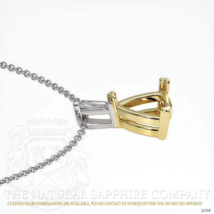 14K Yellow & White Accent Stones Pendant Setting