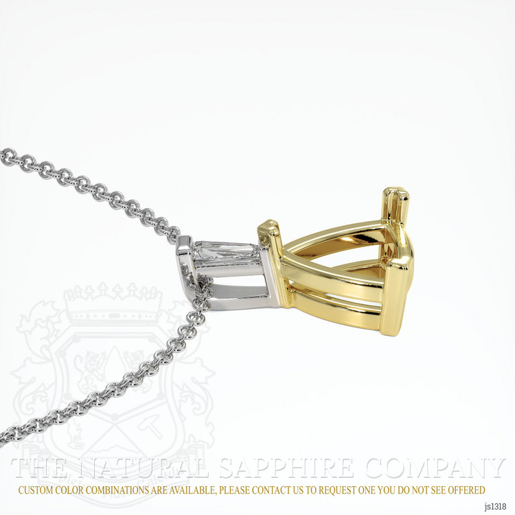 18K Yellow & White Accent Stones Pendant Setting