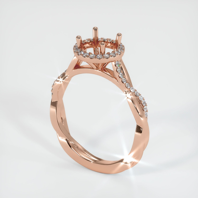 14K Rose Gold Pave Ring Setting