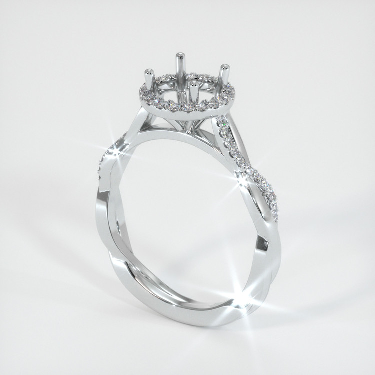 14K White Gold Pave Ring Setting