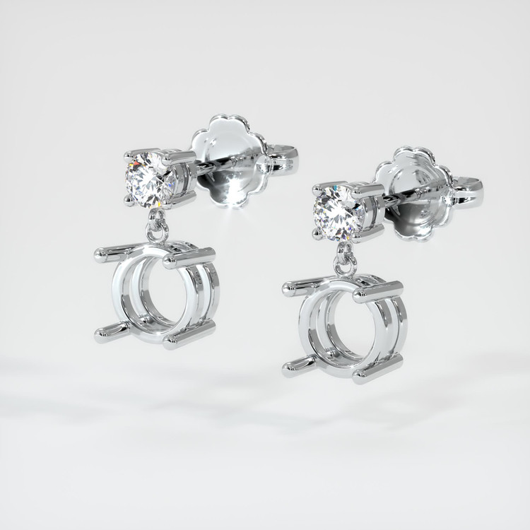 Platinum 950 Accent Stones Earring Setting