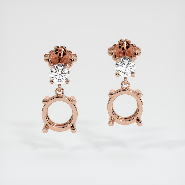 14K Rose Gold Accent Stones Earring Setting