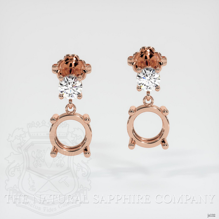 14K Rose Gold Accent Stones Earring Setting