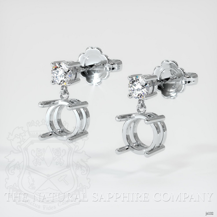 14K White Gold Accent Stones Earring Setting