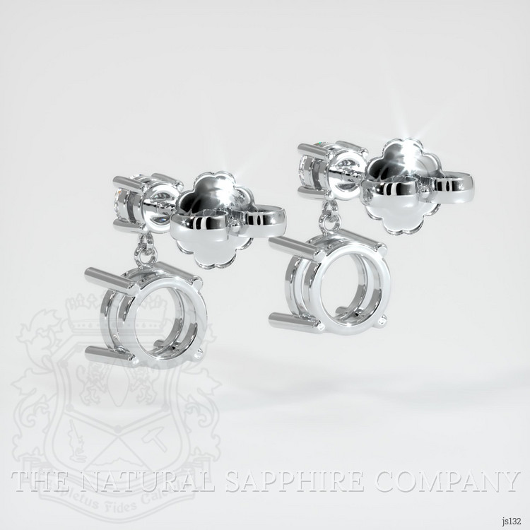 14K White Gold Accent Stones Earring Setting