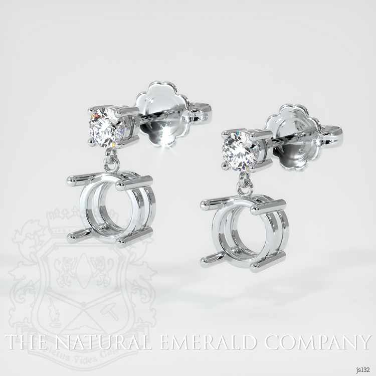 18K White Gold Accent Stones Earring Setting