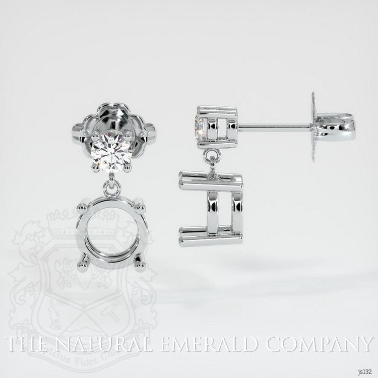 18K White Gold Accent Stones Earring Setting