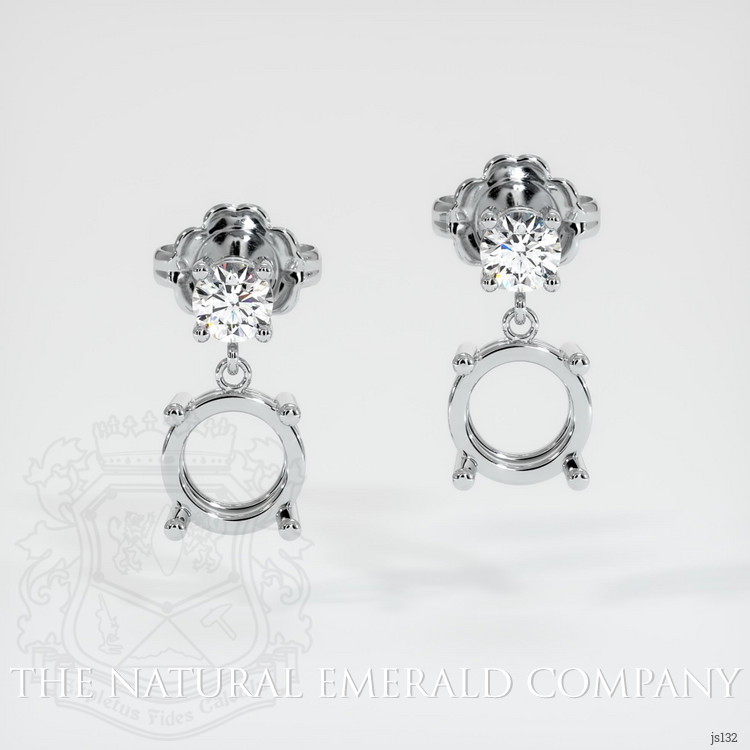 18K White Gold Accent Stones Earring Setting