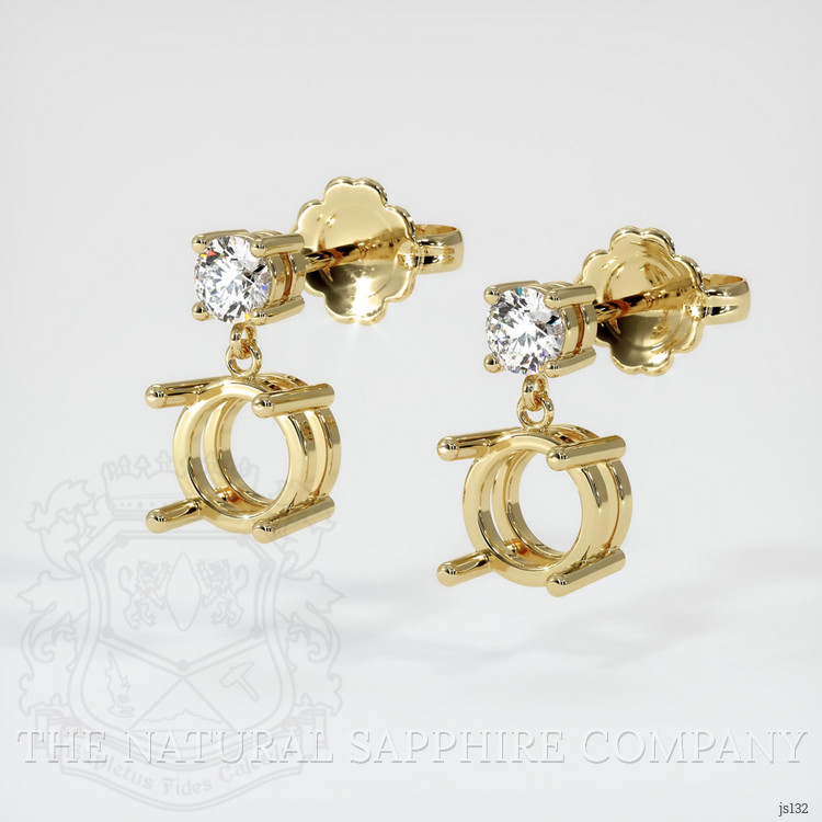 14K Yellow Gold Accent Stones Earring Setting