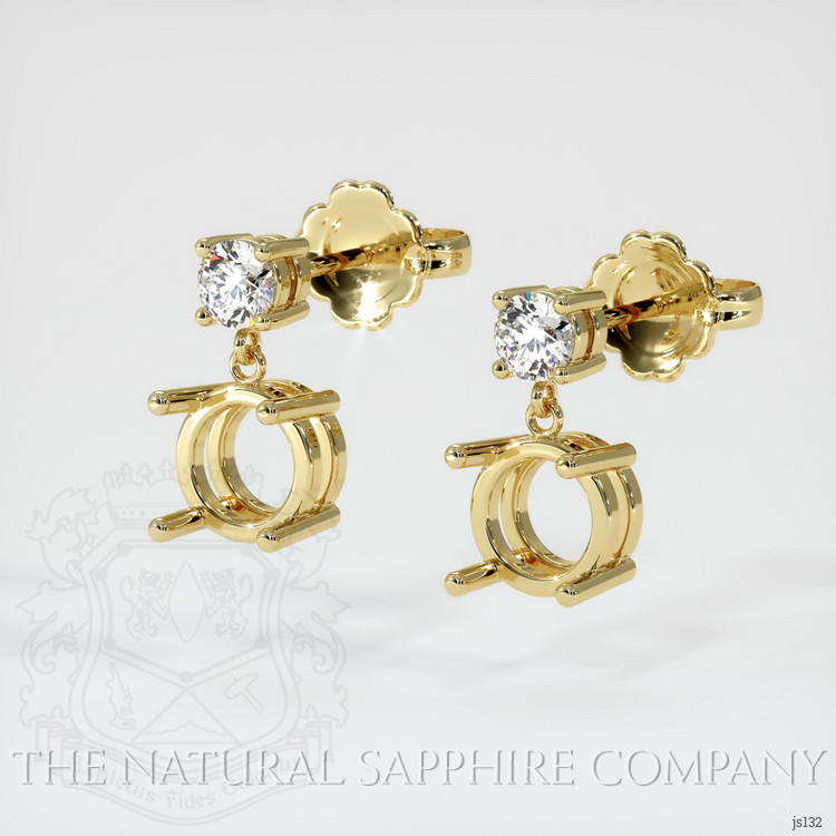 18K Yellow Gold Accent Stones Earring Setting
