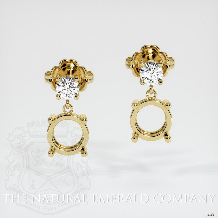 18K Yellow Gold Accent Stones Earring Setting