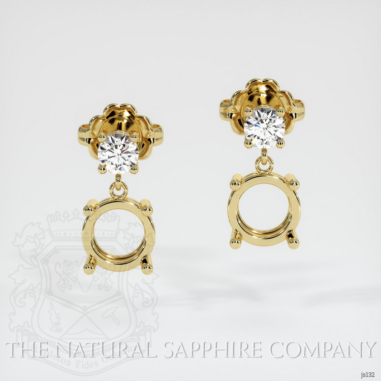 18K Yellow Gold Accent Stones Earring Setting