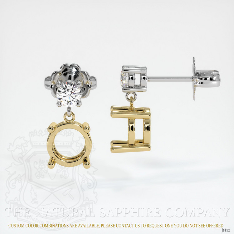 14K Yellow & White Accent Stones Earring Setting